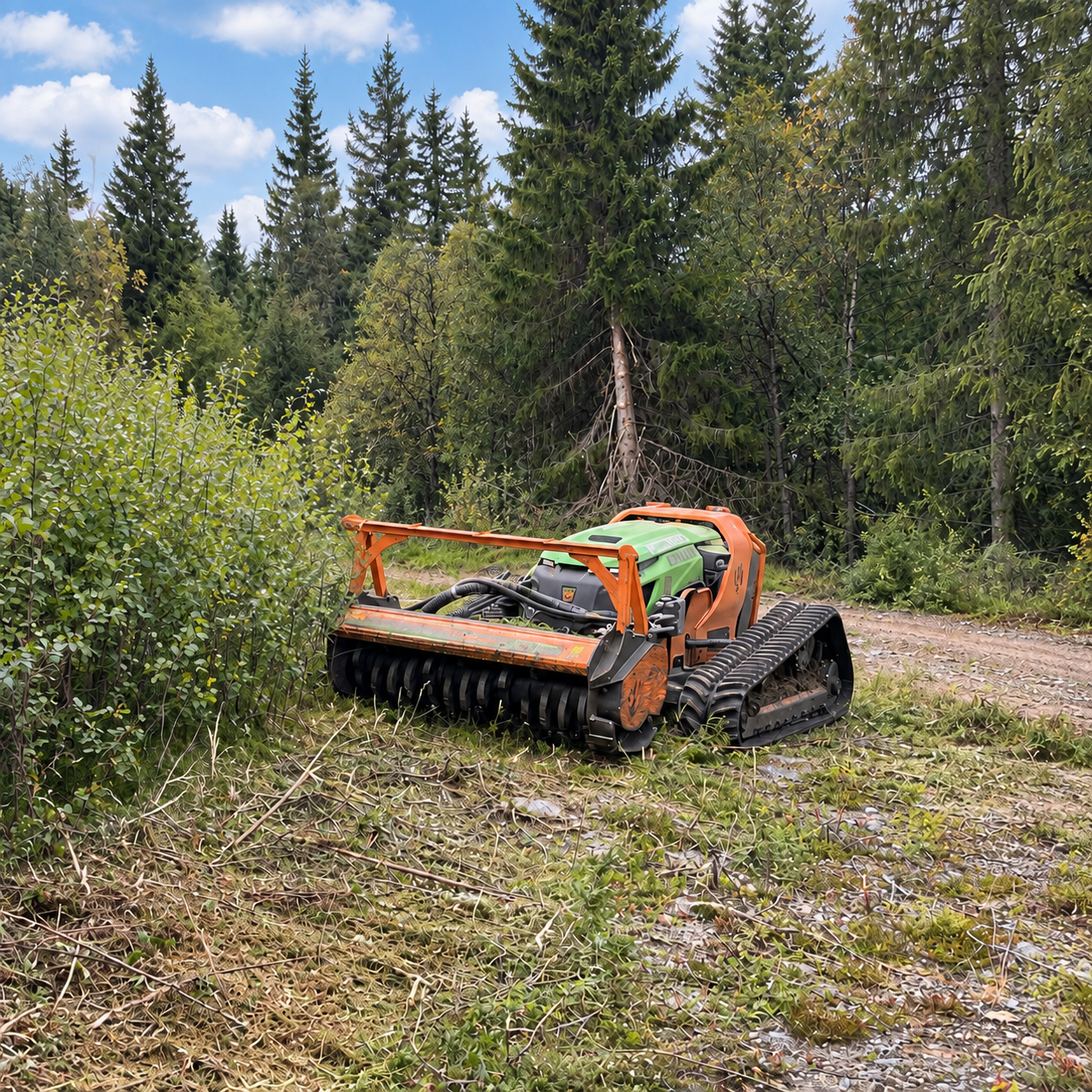 MDB LV 800 ved rydding av kratt langs skogkanten